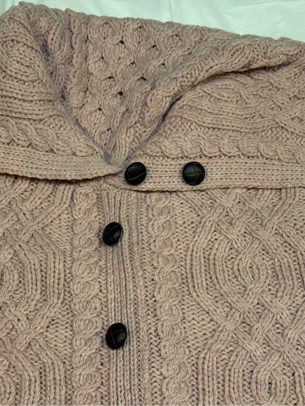 Cozy Cable-Knit Poncho Cardigan Shrug - Blush Pink